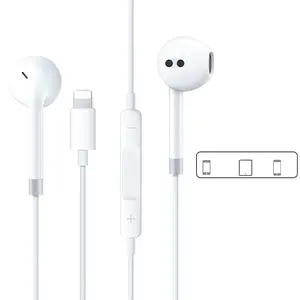 Lightning In-ear Earphones Applicable iPhone14/13/12/11/7/8 Plus XS,with Lightning Connector, Wired Ear Buds for iPhone with Built-in Remote to Control Music, Phone Calls, and Volume