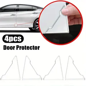 4pcs Universal Car Door Corner Anti-collision Covers, Transparent Silicone Protector Anti-Scratch Stickers Door Protection Cover, Car Decals