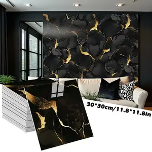 Self-adhesive marble wall tiles - 20/50 pieces, 11.81x11.81 inches PVC foam wall tiles, suitable for kitchen, bathroom and modern decoration, can be cut, mixed colors, decorative bricks, tile patterns, Waterproof marble stickers