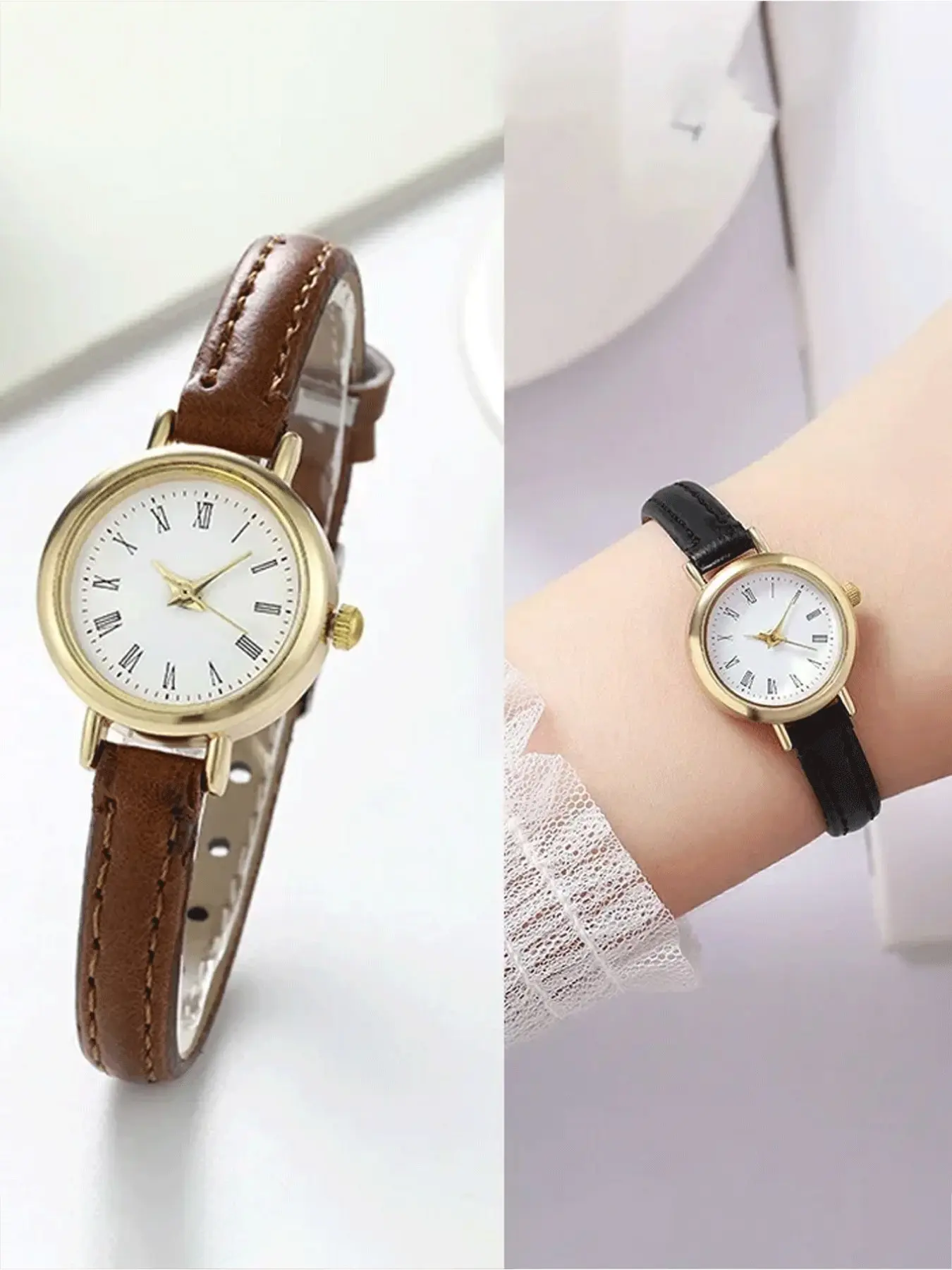 1 simple ladies' watch small round Quartz Wristwatch ladies' watch gift watch Casual Quartz Analog Watch Round Dial Watch