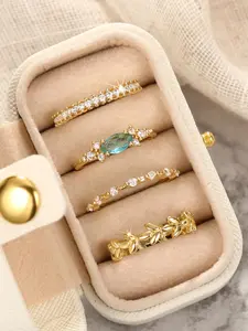 Women's Elegant Rhinestone Decorated Ring Set, Exquisite Trendy Ring Set, Fashionable Jewelry for Women As Engagement Anniversary Wedding Party Decor, Wedding Promise Rings, Stacking Rings
