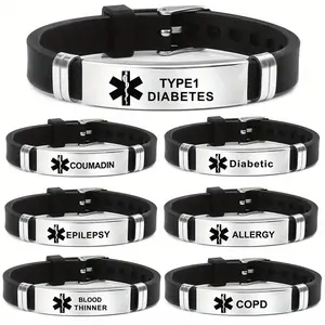 [Durable Silicone Comfortable Everyday Wear] Adjustable Durable Stainless Steel Silicone Men's Bracelet Stylish Comfortable Everyday Wear