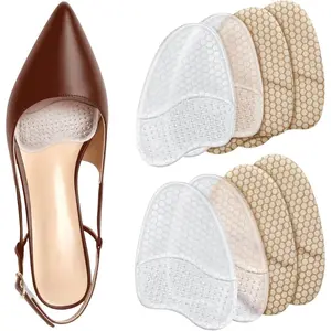 8PCS Women's Metatarsal Pads,Invisible Half Pads Sweat-Absorbent,4Pairs of High Heels Foot Pad,Silicone Forefoot Pads Invisible Design Half Pads,Comfortable Forefoot Cushions for High Heels