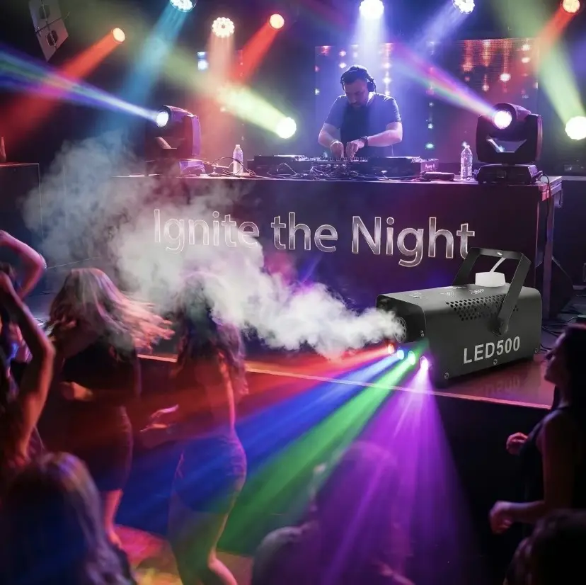 500W LED Fog Smoke Machine with RGB Lights, Wireless Remote Control Portable Fogger, Fast Output Smoke Effect for Party Wedding Halloween DJ Stage Bar Club Atmosphere Decoration