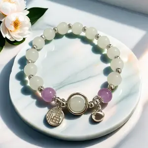 Natural Stone Beaded Bracelets with Lucky Blessing Fortune Charm - Elegant, Unique Design, Ideal Gift for Everyday Wear