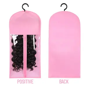 TwiceBeauty  Wig Storage Bags with Hanger 3pcs Portable Wig Bag Hair Extension Holder Hair Extension Storage for Multiple Wigs Home Salon Travel Hangable Pink
