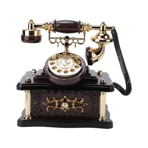 Vintage Phone Music Box Retro Dial Model Old-Fashioned Desk Telephone Ornament Desktop Decoration Suitable for Cabinets Shelves Entryways