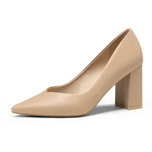 Dream Pairs Women's Pointed Toe Chunky  Sleek Sexy and Versatile Heel Pumps