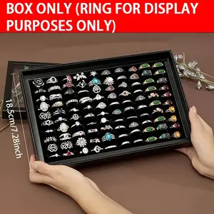 Large Capacity Jewelry Ring Display Storage Box, Dustproof Transparent Window, Multi-Compartment Organizer for Earrings Bracelets Necklaces
