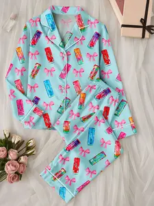 Alani Pajamas Set, Alani Energy Drink Sleepwear, Satin Loungewear For Women, Alani Lover Gift For Her