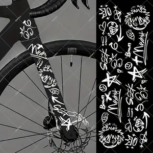 A Set Graffiti DIY Bicycle Frame Stickers, Mountain Road Fork Protector, Car PVC Stickers, Graphic Decal, Easy to Install, High Impact and Wear Resistance, Suitable for Outdoor Mountain Bike Top Tube Scratch Cover, Waterproof Durable Decals