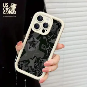 Black Star Pattern Case for iPhone 16 15 14 Pro Max 13 12 11XS Plus Shockproof Drop Protection Rugged Durable Silicone Cover Gifts for women men girls boys Wireless Protective