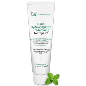 M3 Naturals Nano Hydroxyapatite Fluoride Free Whitening Toothpaste + Calcium, Non-GMO, Vegan, Paraben Free, 4.23 OZ (120 G)