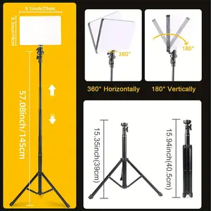 LED Video Light with 57'' Tripod Stand 2500-7500K Dimmable Photography Studio Lighting for Video Film Recording Portrait Live Game Streaming YouTube Podcast Christmas Lights