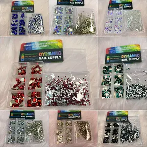 Rhinestone set includes 6 big shapes and mixed-sizes round shapes