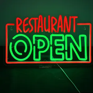 Restaurant Open Neon Sign, USB Powered LED Illuminated Wall Hanging Neon Light, Decorative Light for Home, Office, Shop, Restaurant, Coffee Shop, Led Neon Lights