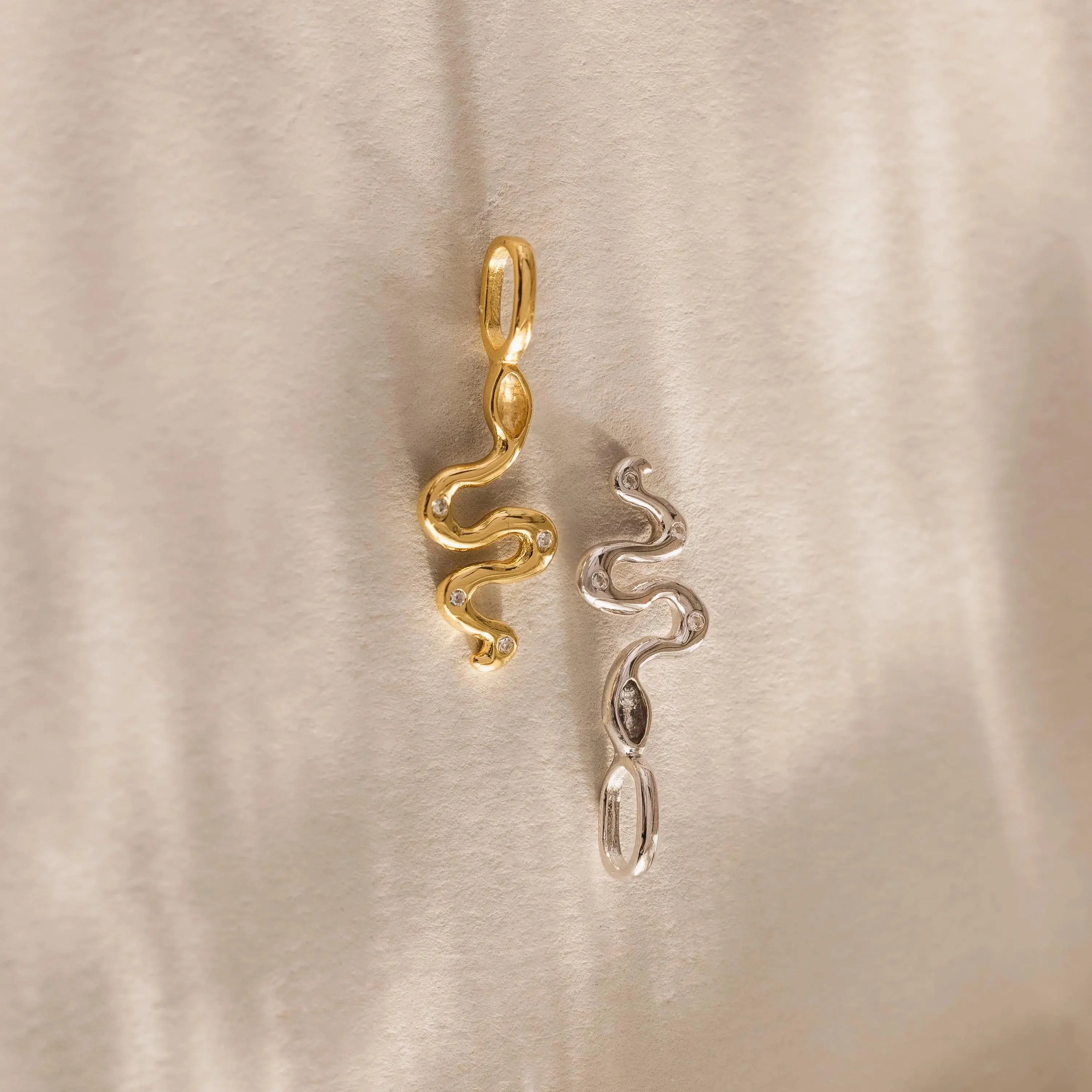 Viper Snake Charm by Caitlyn Minimalist - Diamond Snake Charm - Necklace & Bracelet Charms in Gold - Statement Jewelry - Gift for Her