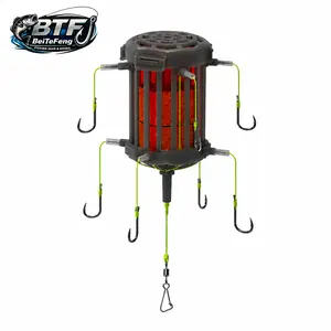 Anti-Snag 8 Hooks Fishing Rig with Bait Cage – Fast Setup, Catch More Big Fish Feeder Rig for Carp Fishing