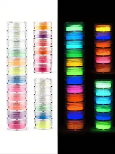 12-Piece Luminescent Epoxy Resin Pigments Set, Fluorescent Powders for DIY Molds, Jewelry Making, Craft Accessories, All Seasons Use