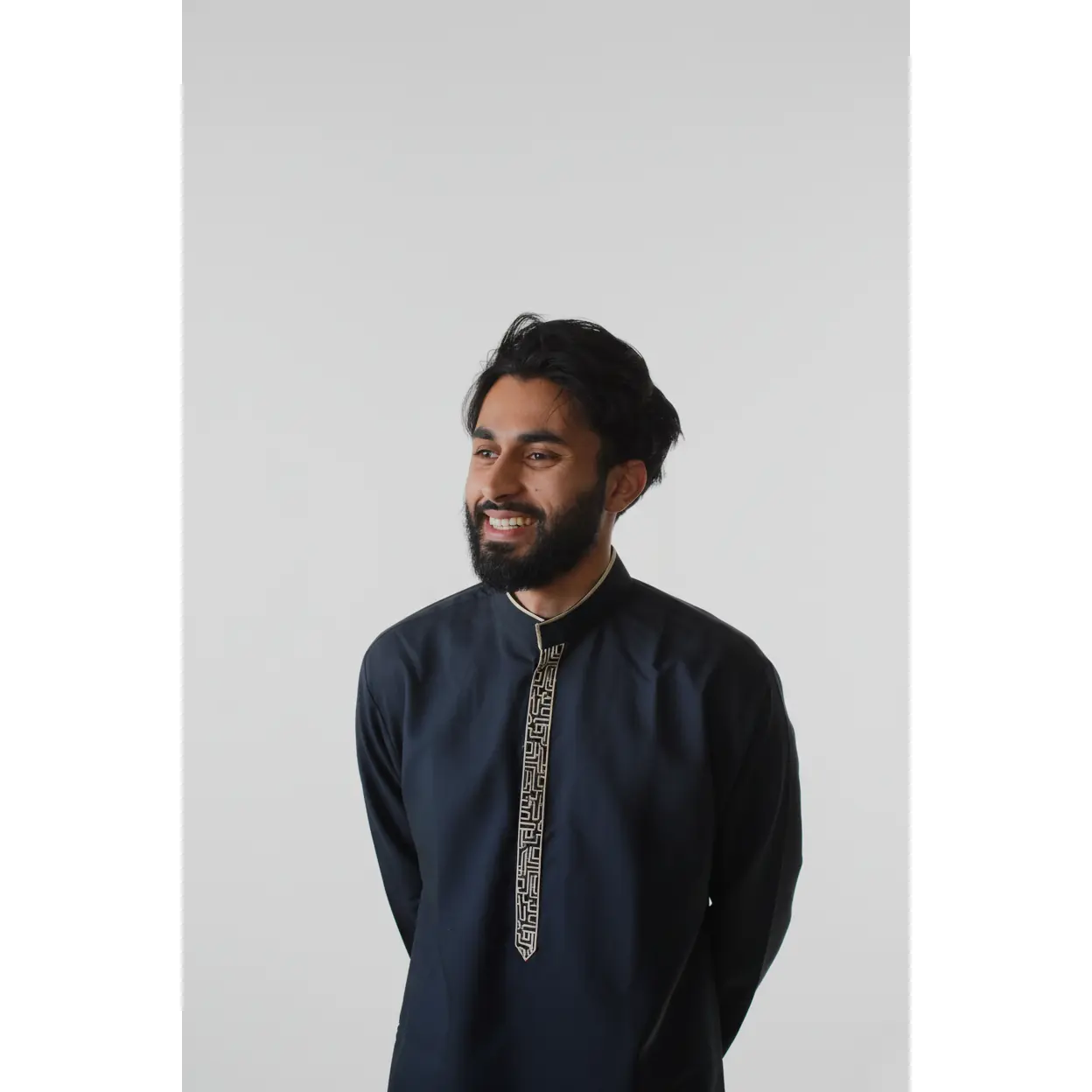 Kuba Kingdom | Slim Fit Luxury Short Kurta – Midnight Black