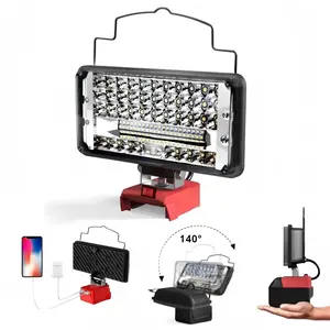 LED Work Light Compatible with Milwaukee 18v Battery, 90w 9000lm 8 Inch Floodlight, Portable with 2 USB Charging Ports, Low Voltage Protection