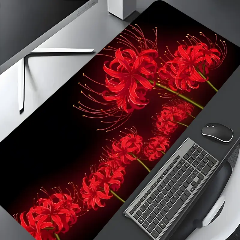 Mystic Red Spider Lily Large Gaming Mouse Pad, Desk Accessories, aesthetic desktop decoration, rubber pad non-slip lock edge, multi-size mouse pad for laptop, desktop computer games, work, good gift for kids, Desktop Accessory