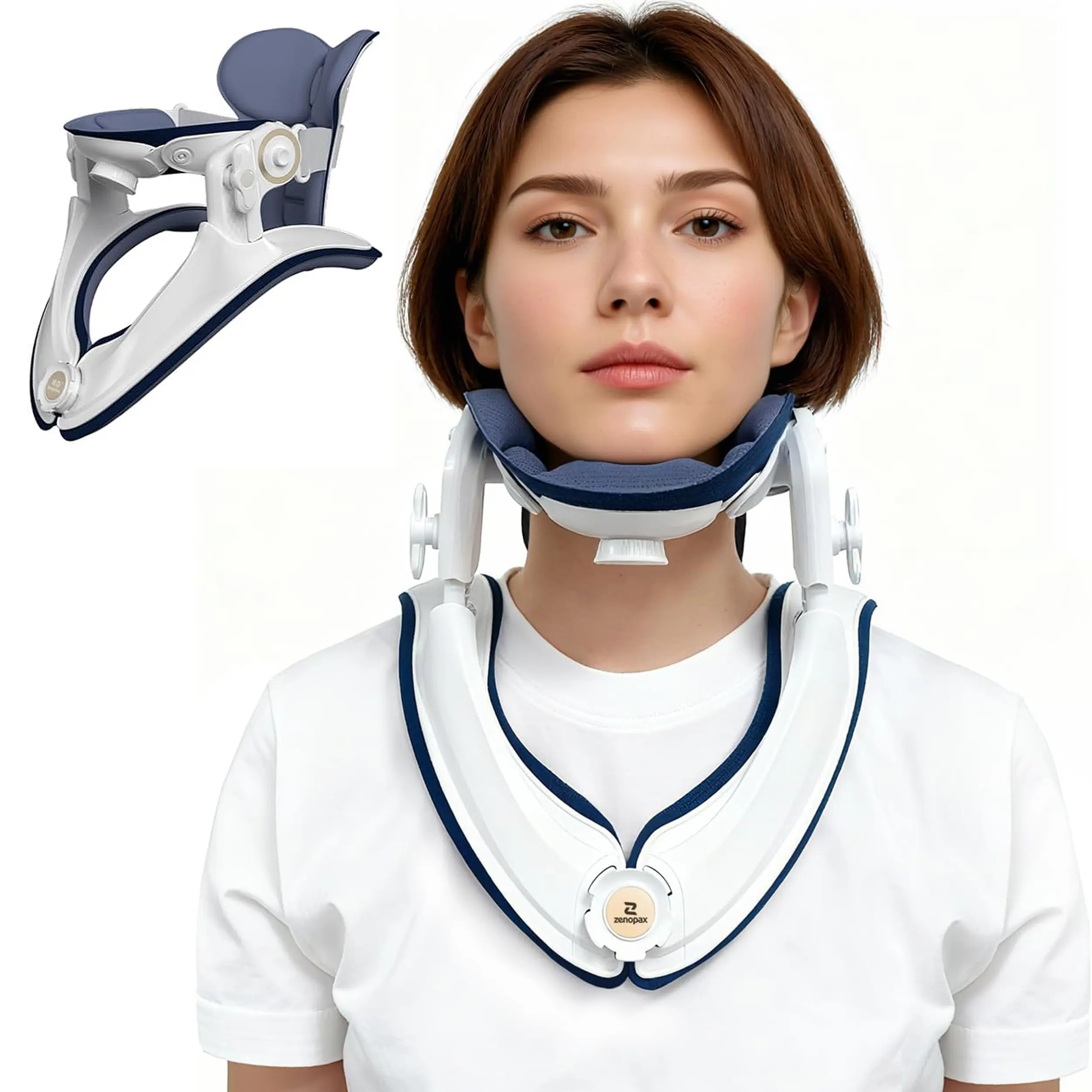 Cervical Traction Device, Lightweight & Adjustable Neck Stretcher for Neck Support, Cervical Neck Traction Device for Home Use, Neck Pain & Tension Relief, FSA-HSA Eligible (White)