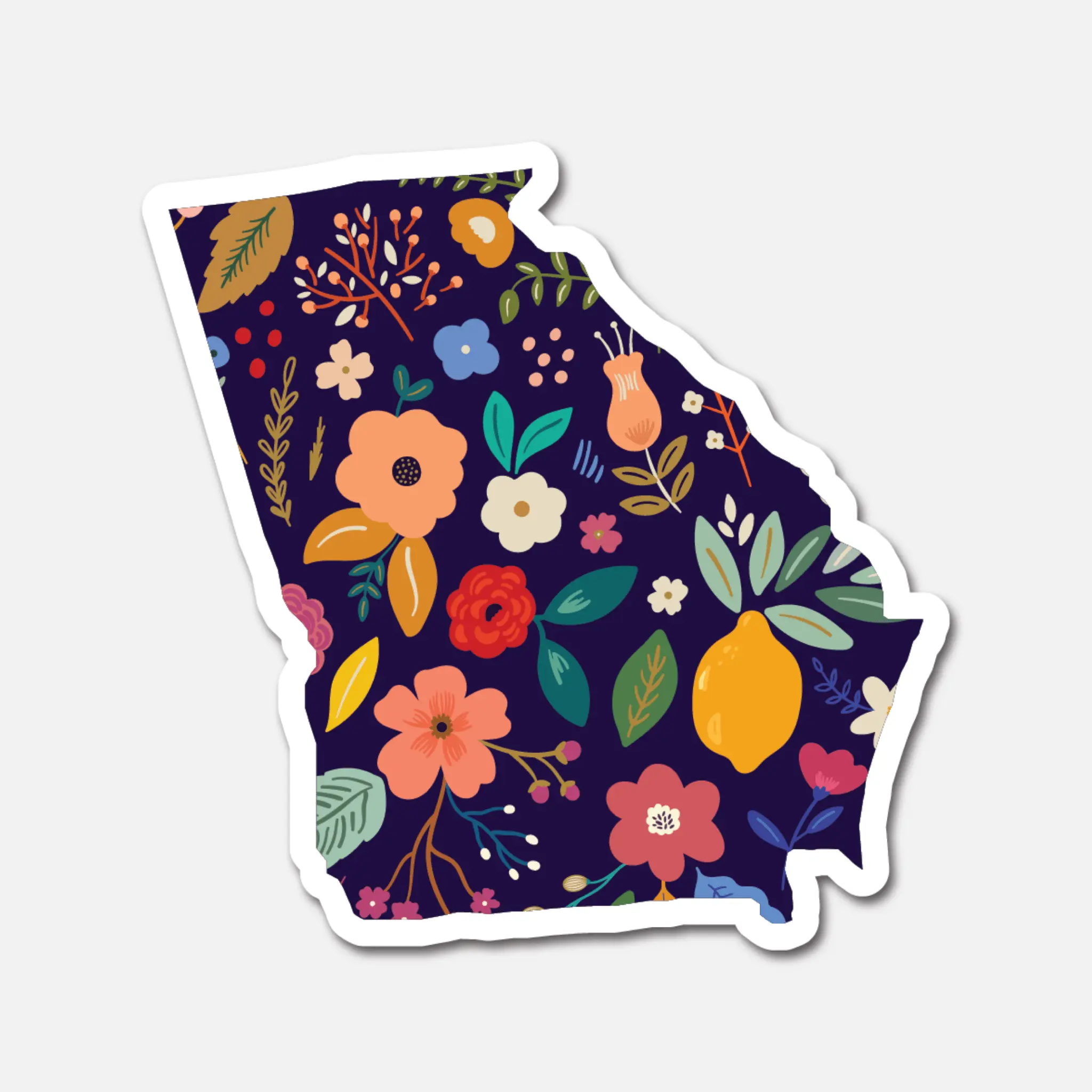 Georgia Navy Floral State Sticker vinyl sticker
