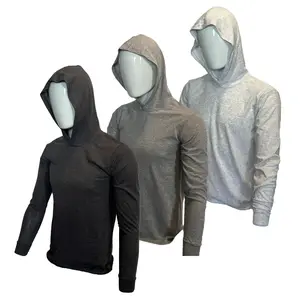 3 PACK - 50/50 Cotton/Polyester Blend long Sleeve Hooded Shirt available in HI VIS ORANGE AND SAFETY GREEN