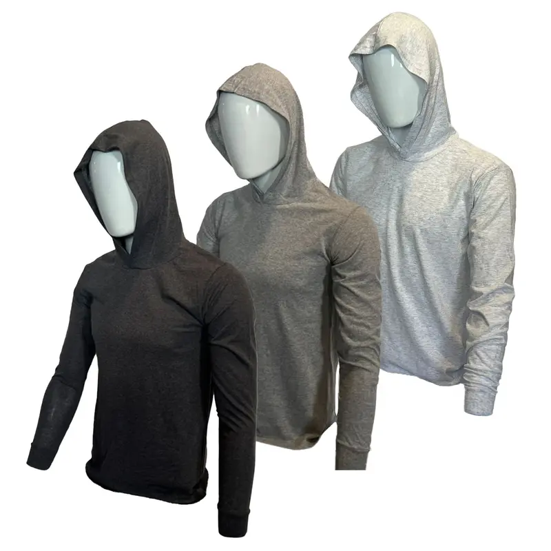3 PACK - 50/50 Cotton/Polyester Blend long Sleeve Hooded Shirt available in HI VIS ORANGE AND SAFETY GREEN