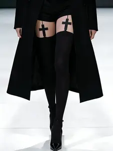 Women's Garter Lace Thigh-High Socks, Detachable Leg Ring & Sheer Lace, Designer Over-The-Knee Socks for Date Night, Bridal & Y2K Style