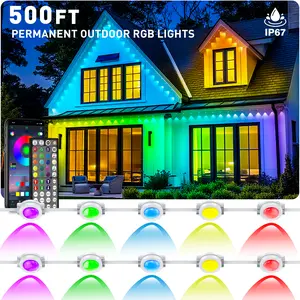 Permanent Outdoor Lights for House Waterproof, IP67 LED Eave Lights with App/Remote Control, Outdoor Permanent led Lighting for House Roof Decor,Christmas,Party,All Holiday and Daily