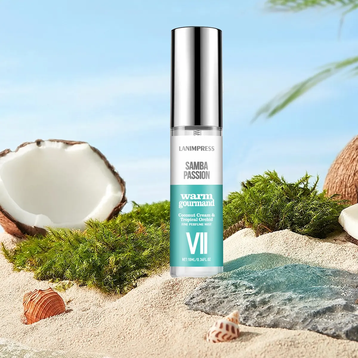 W.DRESSROOM Lanimpress Samba Passion VII Body Spray, Paraben-Free Warm Gourmet Perfume Mist with Coconut Cream & Tropical Orchid Notes, Single Item, Up To 0.9 Fl Oz, Cruelty Free