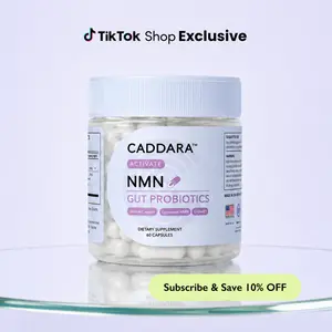 Caddara Activate Liposomal NMN 300mg & Gut Probiotics Capsules, Double Capsule,  Cellular Renewal Support, NAD+ Alternative, 60 Capsules, 30 Servings