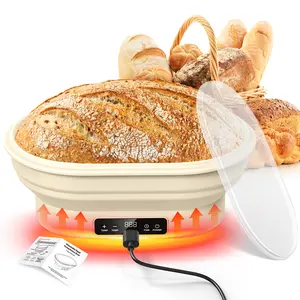 Heating Sourdough Bread Proofing Basket,Digital Display Bread Proofer with 6 Temperature Settings/7 Timing Settings,11 Inch Round Backlight Foldable Proofing Bowl for Silicone Basket,Food Warmer