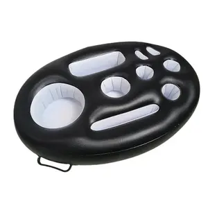 1pcs Floating Drink Holder, Inflatable Pool Drink Floating Tray with 9 Holes Large Capacity Pool Cup Holder Pool Drink Cooler for Beverages, Beer, Wine, Food, Fruits