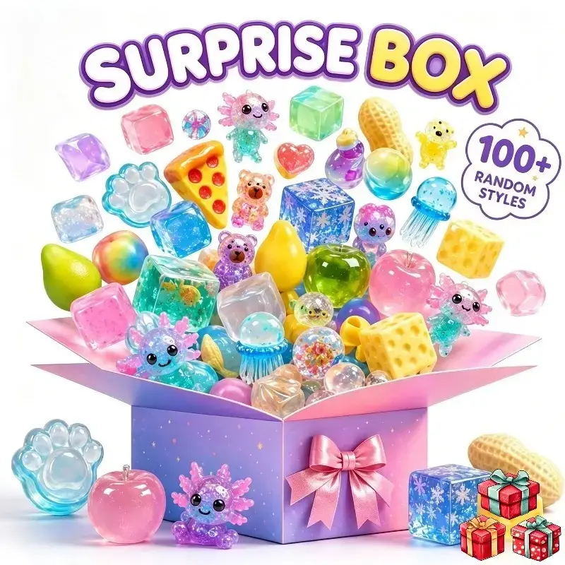 ##100+ Random Styles Squishy Surprise Blind Box, Kawaii Stress Relief Squeeze Fidget Toys, Assorted Novelty Sensory Desk GiftStress-relief toys