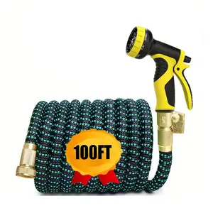 Multifunctional Telescopic Car Wash Set - With High-Pressure Nozzle - Pressure Washer Attachment - Metal Connector and Rubber Hose - Suitable for Gardening, Car Washing, and Pet Bathing - American Standard Thread