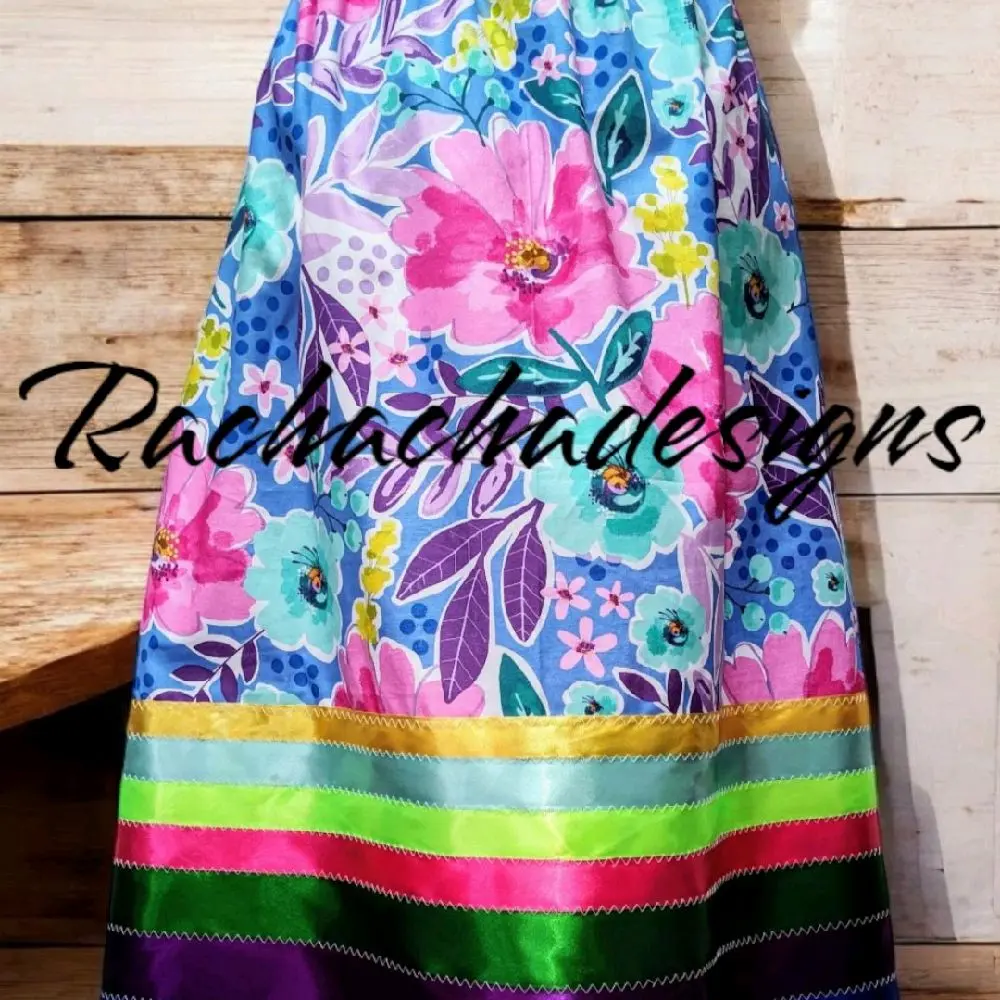 Floral Ribbon Skirt Native Made Handmade Vivid Colored Ribbon Skirt