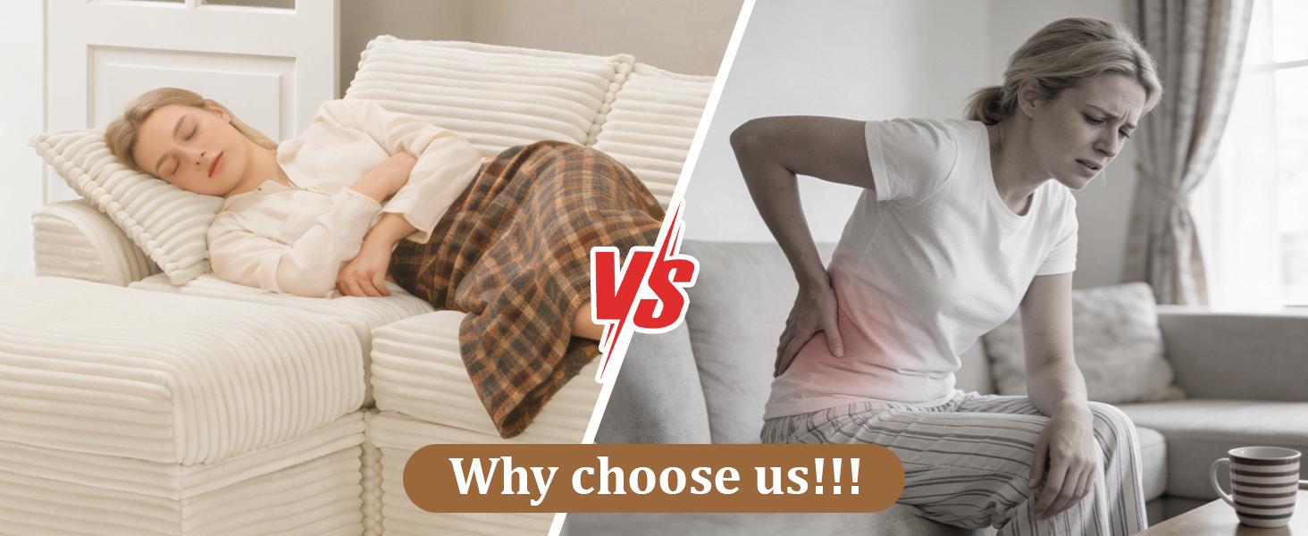 【2 Packages Shipping】NABUMI 71" Small Modular Sectional Sofa with Storage, Extra Deep&High Seat Corduroy Cloud Couch, 2 Seater Loveseat Sofa with Ottomans, Comfy Fluffy, Free Combination, Tool-Free Assembly, Black, Beige, Dark Gray, Green