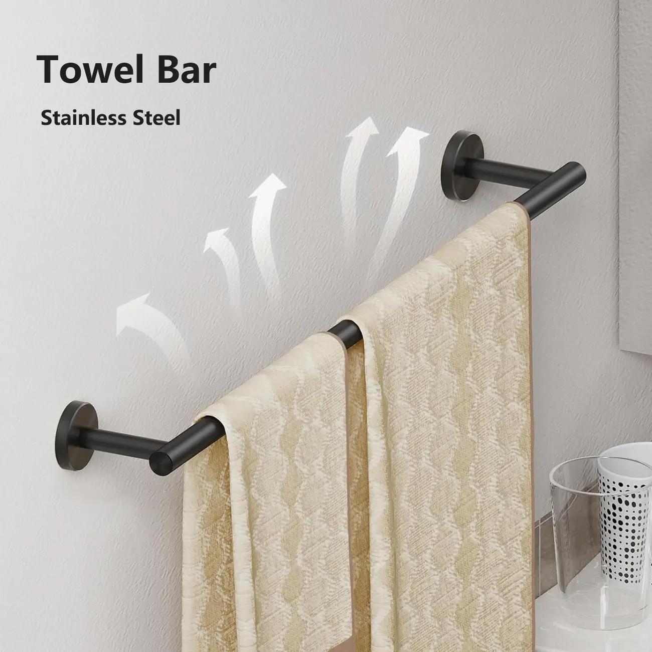 Forious SUS304 Stainless Steel Towel Bar (9-30 in) - Wall-Mounted Classic Casual Bathroom Organizing Accessory, Towel Hooks, Corrosion-Resistant, Durable, Easy-Install Hardware-Included Home Decor Fixture, Bathroom Hooks For Towels, Bathroom Organizing Ac