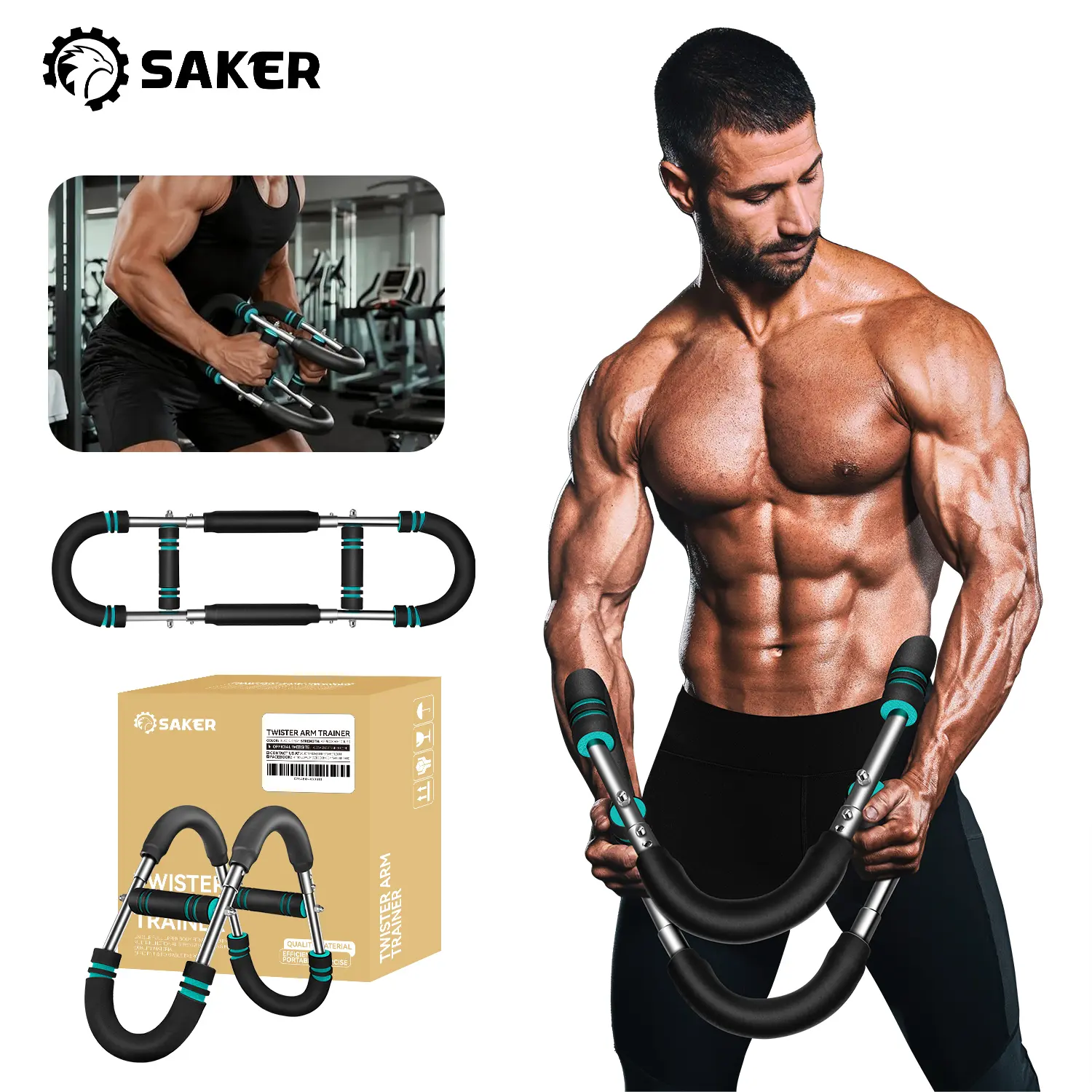 Saker Rotating Arm Trainer - Powerful Adjustable Resistance Portable Home Upper Arm Strength Training Fitness Equipment with Chest Exercise Machine