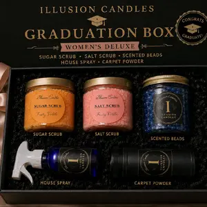Illusion Candles Graduation Boxes Deluxe Boxes offered Car vent clips house spray capret powders scented beads perfect for your dorm rooms Perfume Aroma