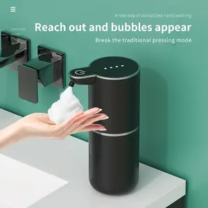 380ml automatic soap dispenser with touchless sensor-wall-mounted, USB rechargeable, black plastic soap dispenser for bathroom, kitchen, and bathroom, bathroom soap dispenser | modern soap dispenser | durable plastic