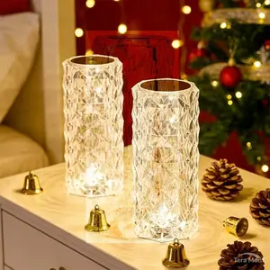Artificial Crystal Table Lamp with 16 Color RGB Changing Remote Control Touch Sensor USB Charging Ambient Lighting for Bedroom