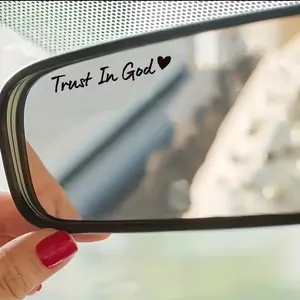 4pcs Trust in God Car Rearview Mirror Sticker, Car Rearview Mirror Decal, Inspirational Vinyl Sticker, Ideal Christian Gift (2 x black & 2 x pink)