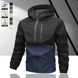 Men's Windbreaker Jacket, Waterproof Zip Up Hooded Jacket, Lightweight Athletic Outerwear for Running Hiking Dark Blue  Longsleeves jackets men jackets zip up jackets