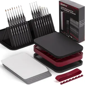 Nicpro Professional Miniature Painting Kit, Stay Wet Palette & 16PACK Detail Paint Brushes Drybrush with Nylon Bag, 100PACK Pallet Paper, 4 PACK Sponge, Mixing Paint Saver Palette for Miniature Model