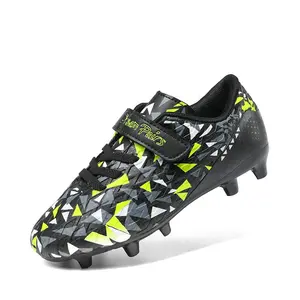 DREAM PAIRS Kids' Spiked Soccer Cleats - Hook-and-Loop Strap Soccer Shoes with Soft Wear-Resistant Upper, Strategic Studs, Breathable Interior
