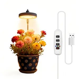 Adjustable Height LED Plant Growth Light USB Powered Full Spectrum Grow Lights with Timer, Dimmable Indoor P